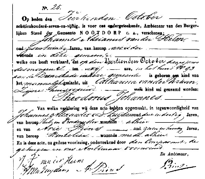 18571014 geb akte 25 Theodorus J zv JA vd Helm - C vd Kraan